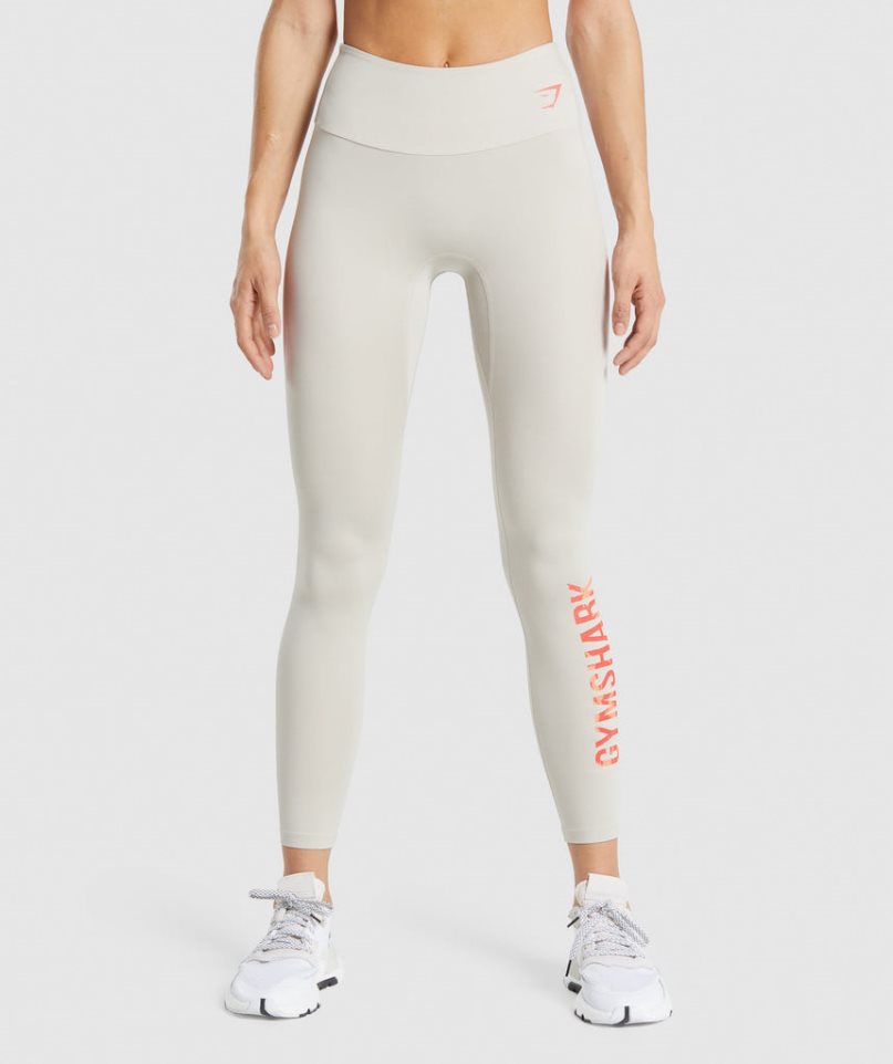 Legginsy Gymshark Treningowe Grafiką Damskie Kremowe | PL 241BNV